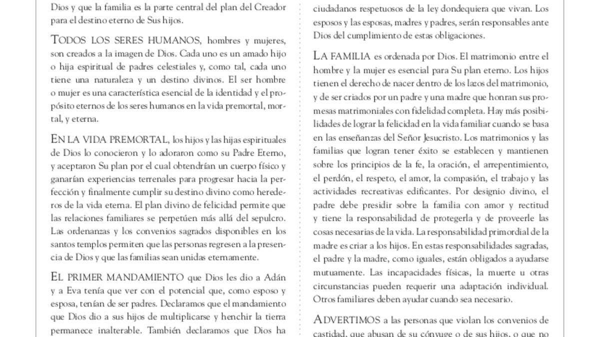 La Proclamación sobre la Familia