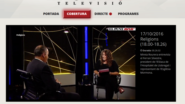 El presidente Ferrán Silvestre entrevistado en una televisión de Cataluña